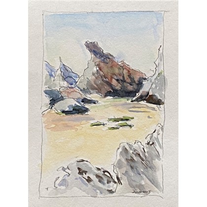 aquarelle donnant belle ile en mer